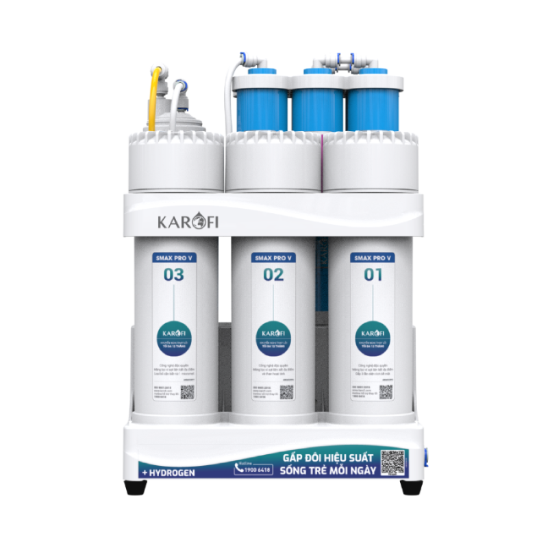 Máy lọc nước hydrogen ion kiềm Karofi KAQ-U03 PRO + HYDRO-iON KIỀM - 11 lõi