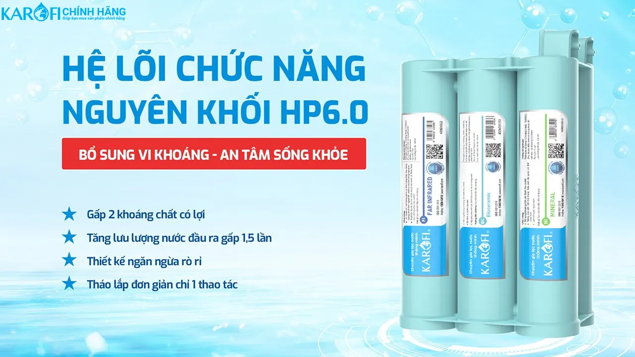 Máy lọc nước nóng nguội Karofi KAH-H58S-11 lõi lọc