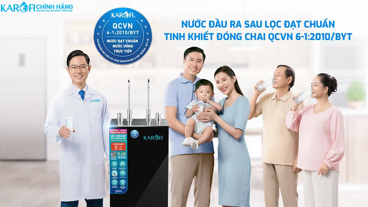 Máy lọc nước nóng nguội Karofi KAH-H58S-11 lõi lọc