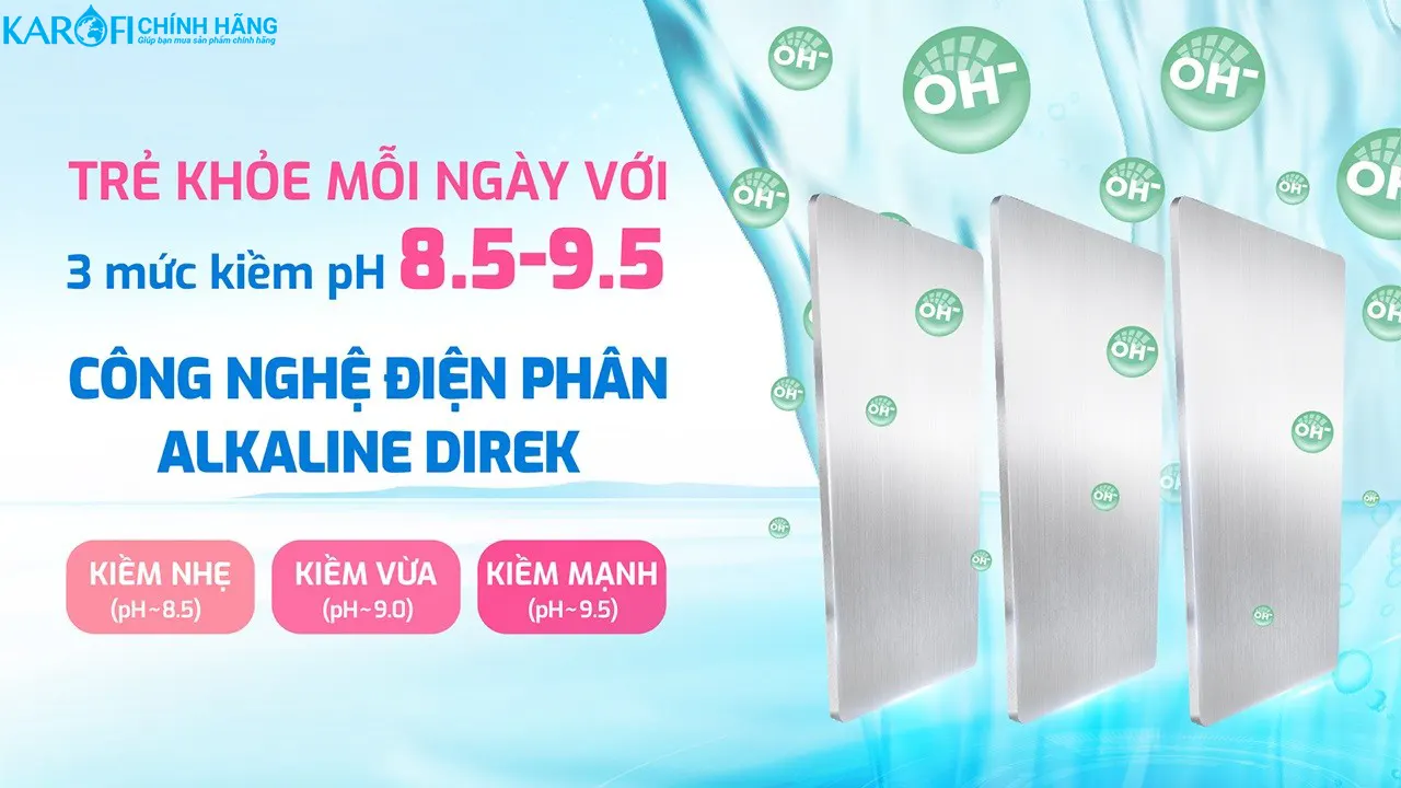 Máy lọc nước nóng lạnh Hydro-ion kiềm Karofi KAE-S695