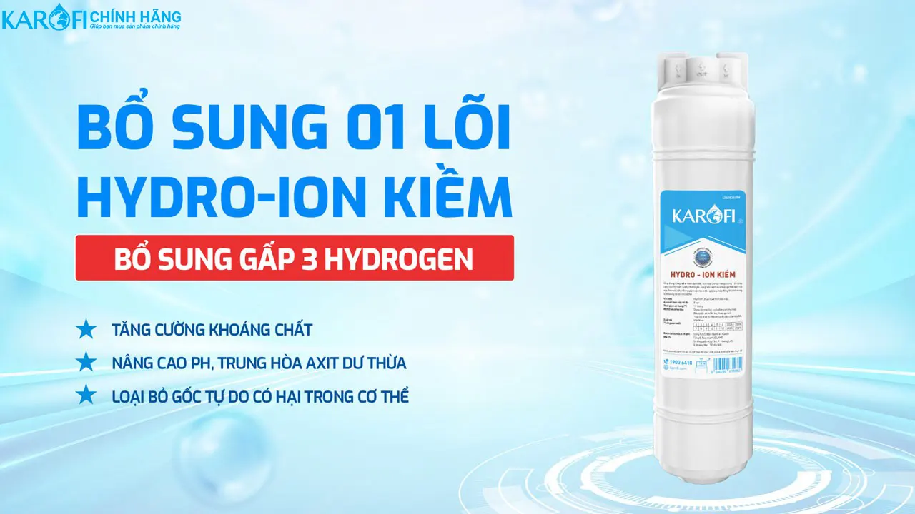Máy lọc nước Hydro-ion kiềm nóng lạnh Karofi KAE-S688