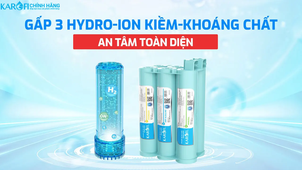 Máy lọc nước Hydro-ion kiềm nóng lạnh Karofi KAE-S688