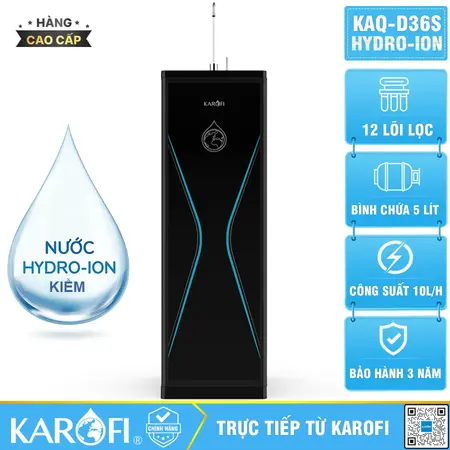 Máy lọc nước Karofi KAQ-D36S + HYDRO-iON KIỀM - 12 lõi CAO CẤP