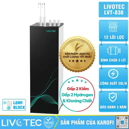 Máy lọc nước nóng lạnh Livotec 838 - 12 Lõi, Mẫu mới 2026