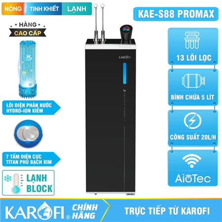 Máy lọc nước nóng lạnh Hydro-ion kiềm Karofi KAE-S88 PROMAX