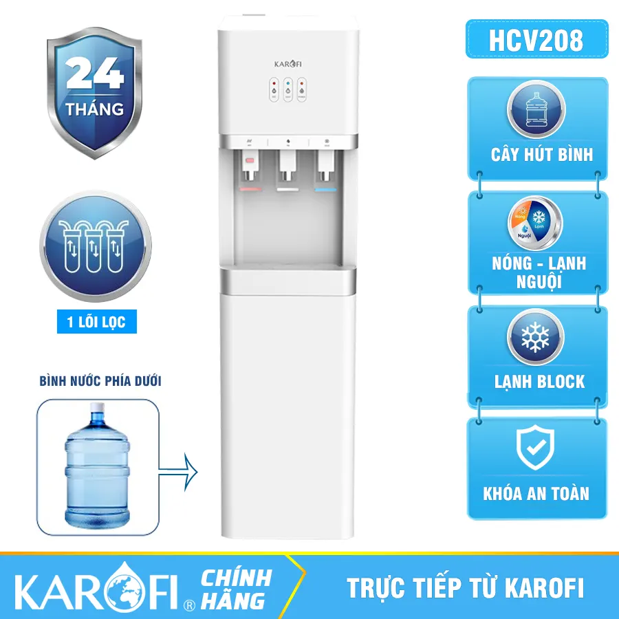 Cây nước nóng lạnh Karofi HCV208 - Mẫu mới 2026