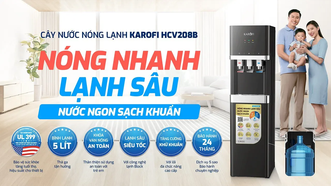 Cây nước nóng lạnh Karofi HCV208B