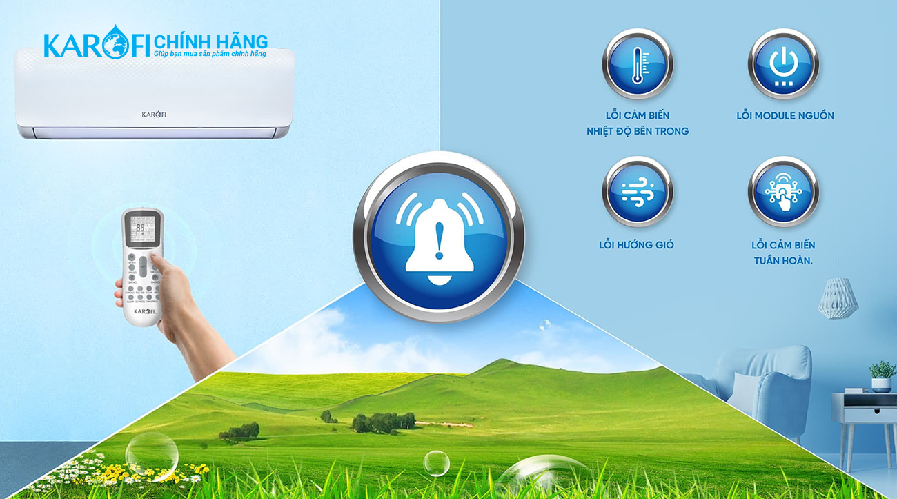 Điều hoà không khí Karofi 12000BTU KDC-WF12 tự động chuẩn đoán lỗi