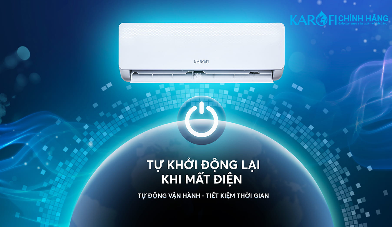 Điều hoà không khí Karofi 12000BTU KDC-WF12 tự động khởi động lại khi mất điện