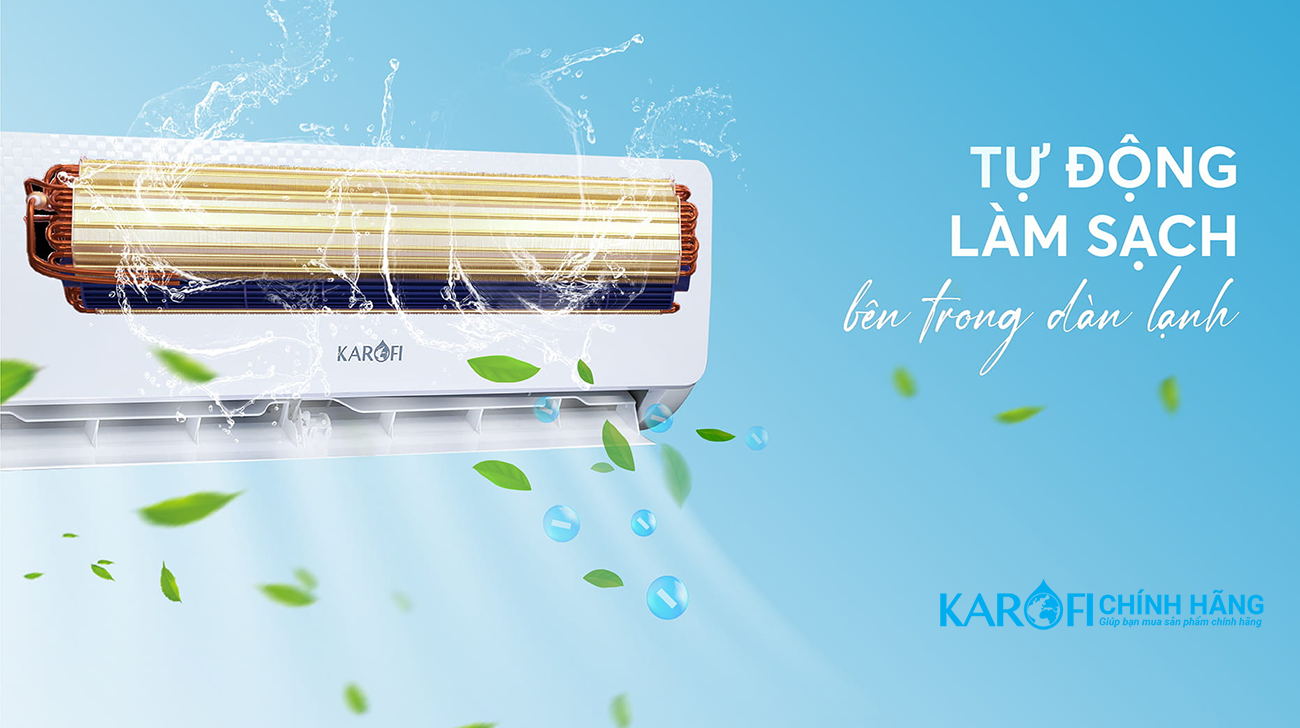 Điều hoà không khí Karofi 12000BTU KDC-WF12 tự động làm sạch
