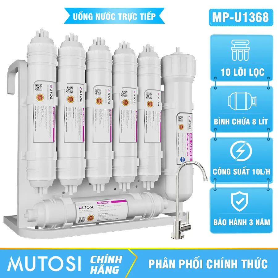Máy lọc nước Mutosi MP-U1368 - 10 Lõi - Siêu Bền - Chuẩn uống Trực Tiếp