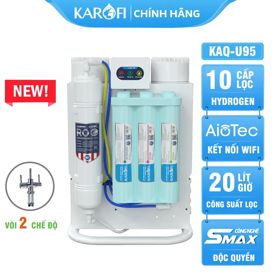 Máy lọc nước Karofi KAQ-U95-DUAL - 2 Chế độ nước - Mới 2026