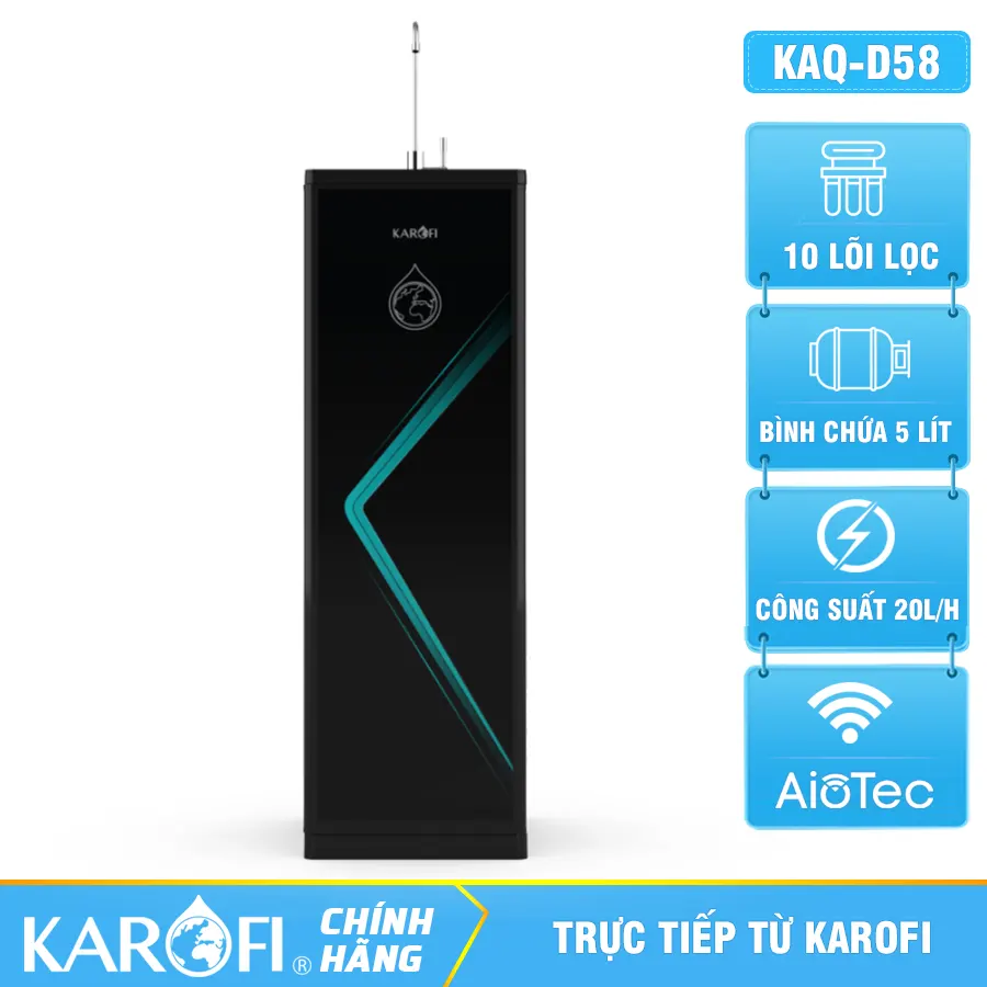 Máy lọc nước Karofi KAQ-D58 - 10 lõi lọc - Mới 2026