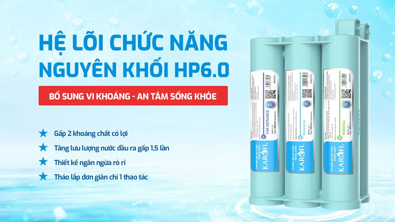 Máy lọc nước Karofi KAQ-L22 hệ thống lõi 6.0