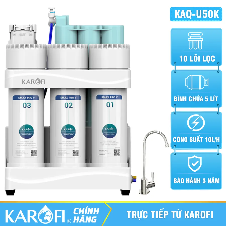 Máy lọc nước Karofi KAQ-U50K - 10 Lõi Giá Tốt Nhất 2026