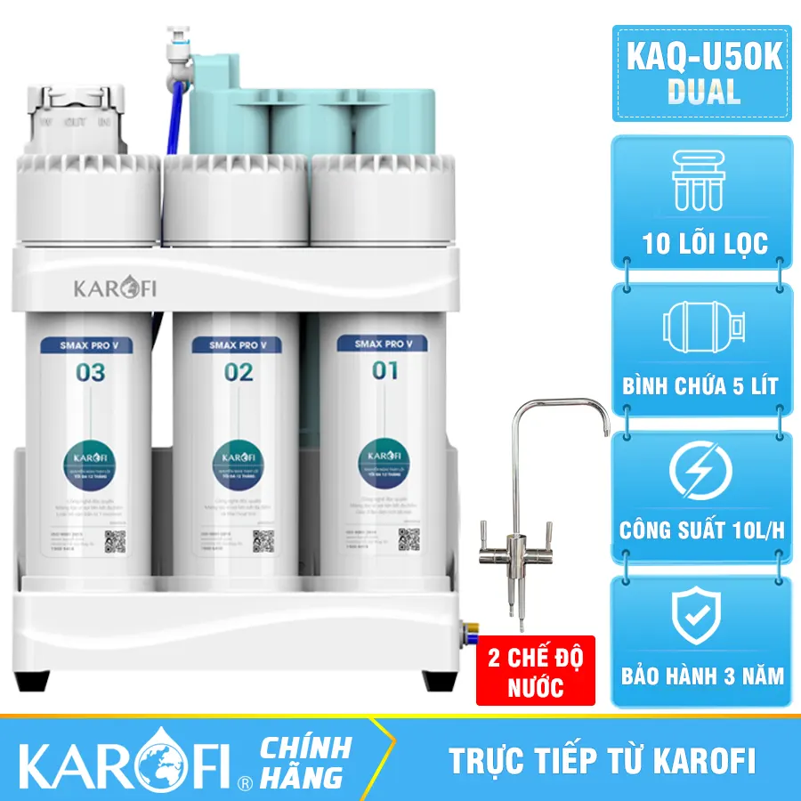 Máy lọc nước Karofi KAQ-U50K-DUAL - 2 Chế độ nước