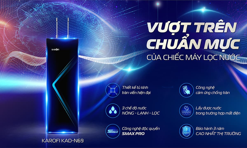 Máy lọc nước nóng lạnh Karofi KAD-N69