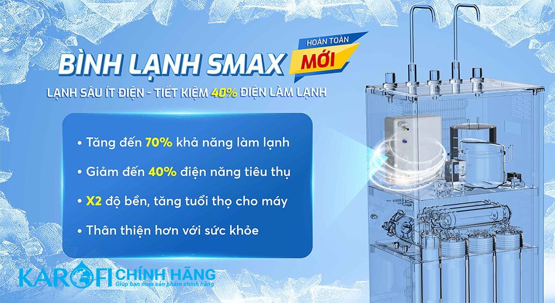 bộ lọc smax Máy lọc nước nóng lạnh Karofi KAD-L56