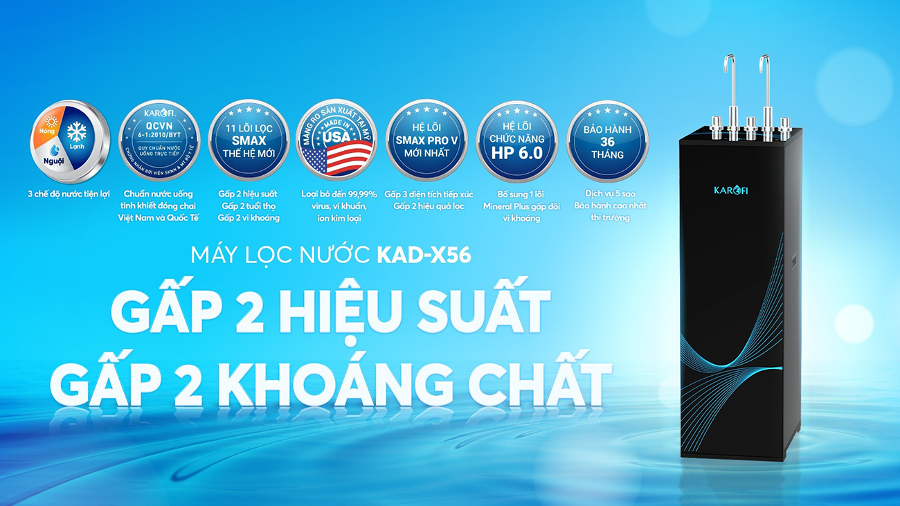 Máy lọc nước nóng lạnh Karofi KAD-X56
