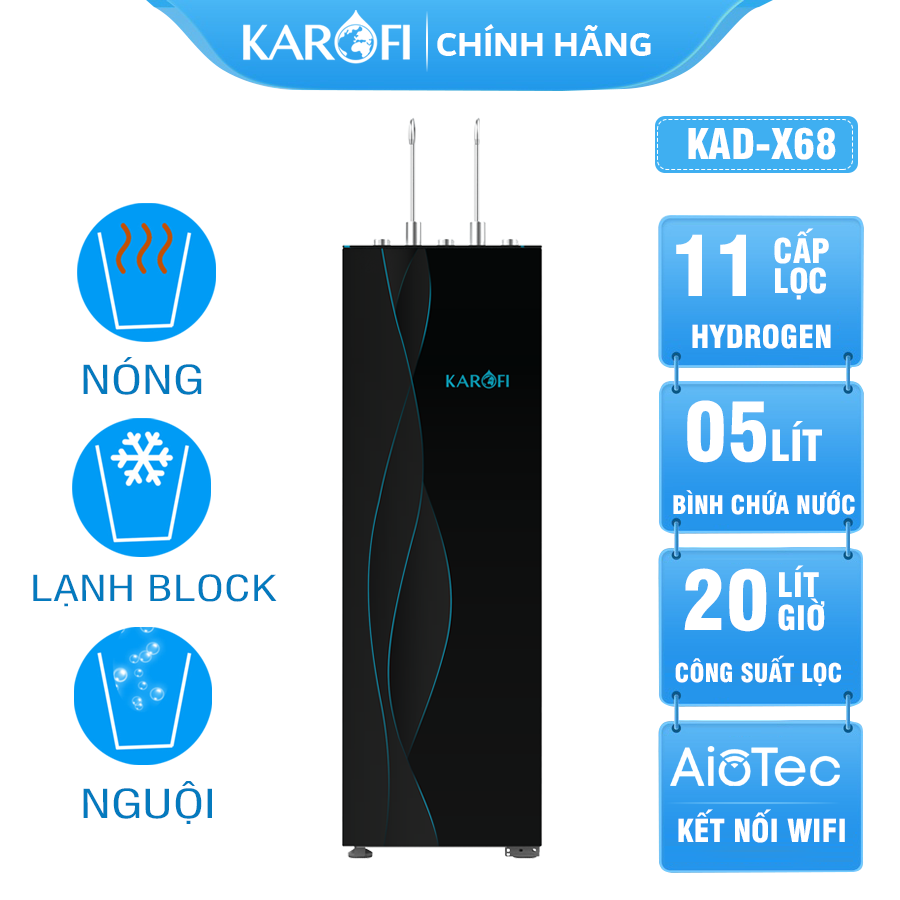 Máy lọc nước nóng lạnh Karofi KAD-X68 - 11 lõi Mẫu Mới 2026