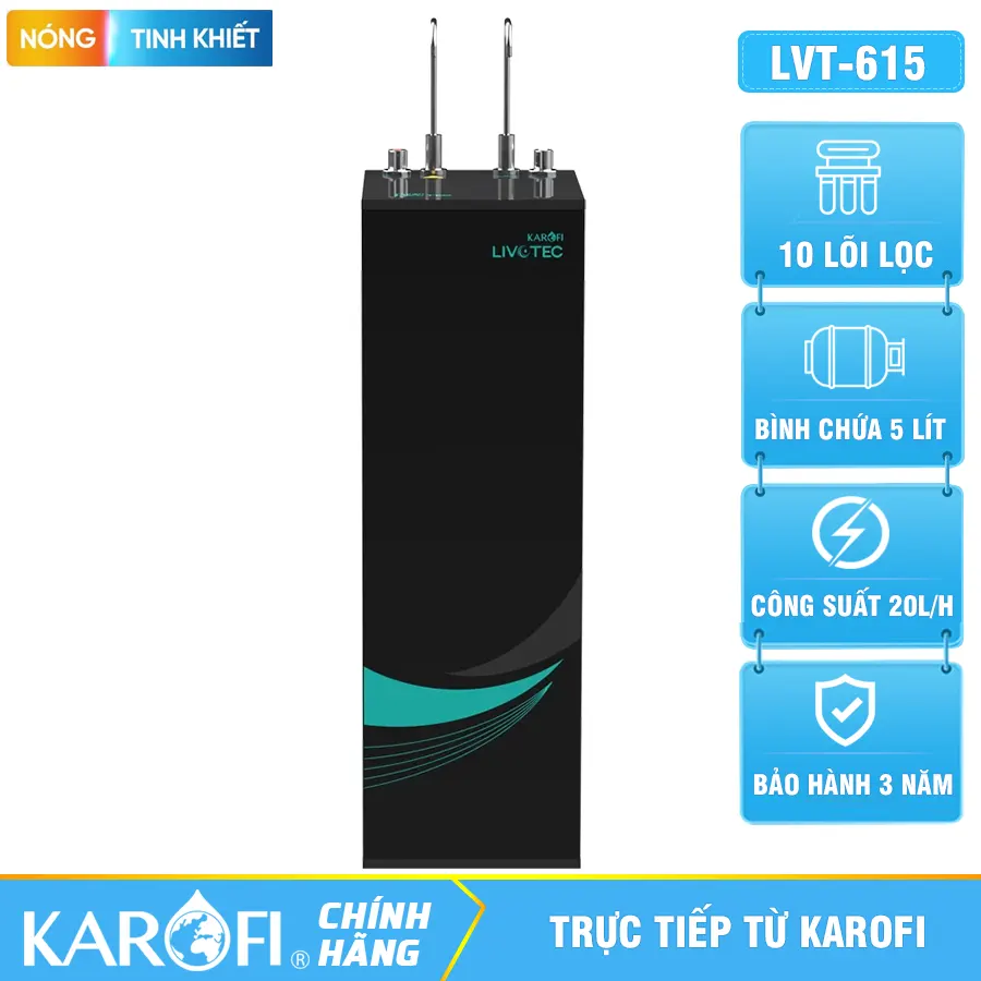 Máy lọc nước nóng nguội Karofi Livotec 615S - Mẫu Mới 2026