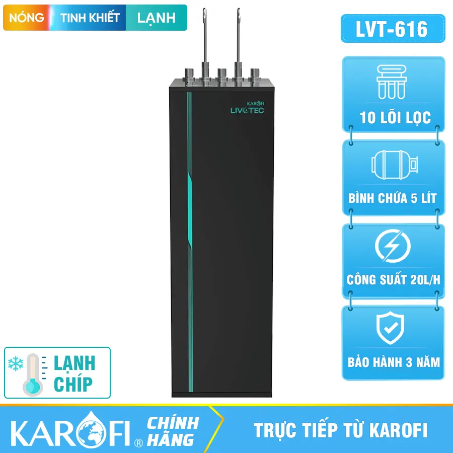 Máy lọc nước nóng lạnh Karofi Livotec 616