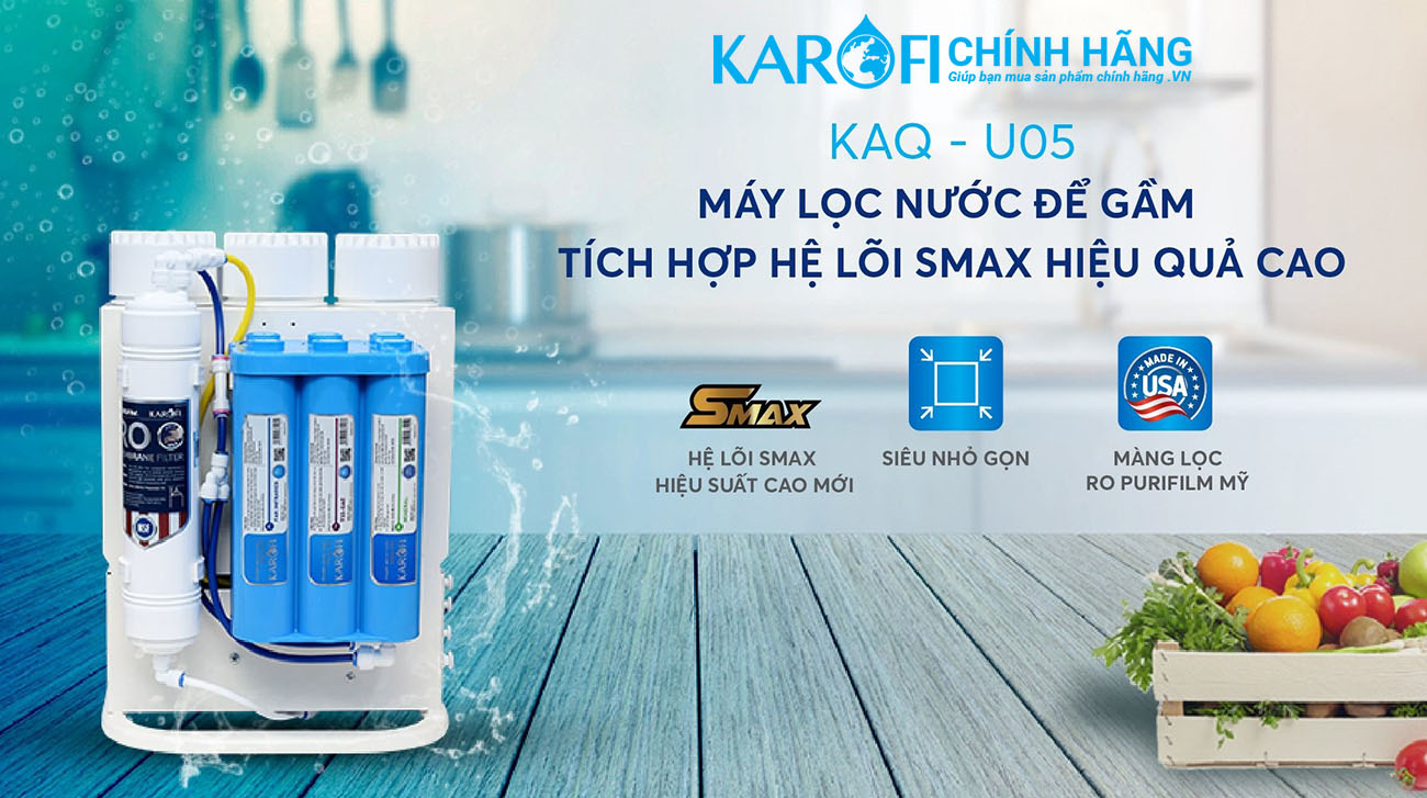 Máy lọc nước Karofi KAQ-U05 - 10 cấp lọc - nhỏ gọn