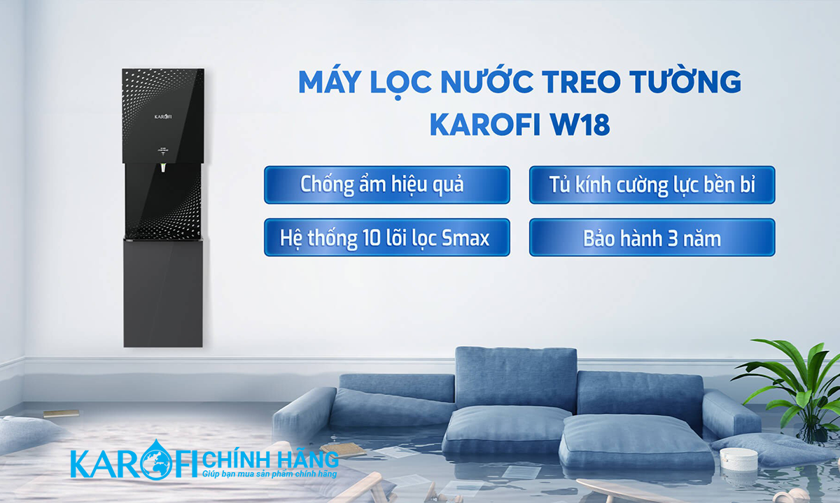 Máy lọc nước treo tường Karofi KAQ-W18 - Mới 2022